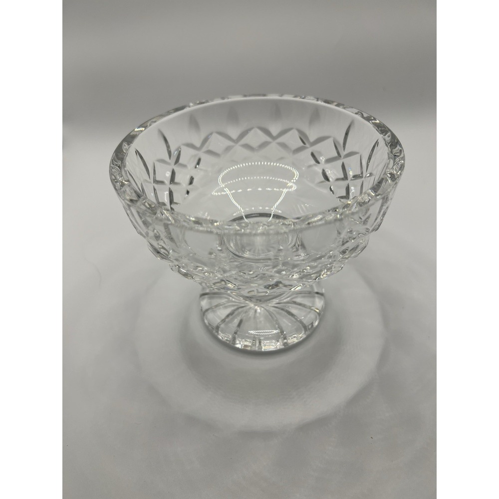 Signed Waterford Lismore Irish Crystal Compote Pedestal Bowl 5" Hand Cut Glass